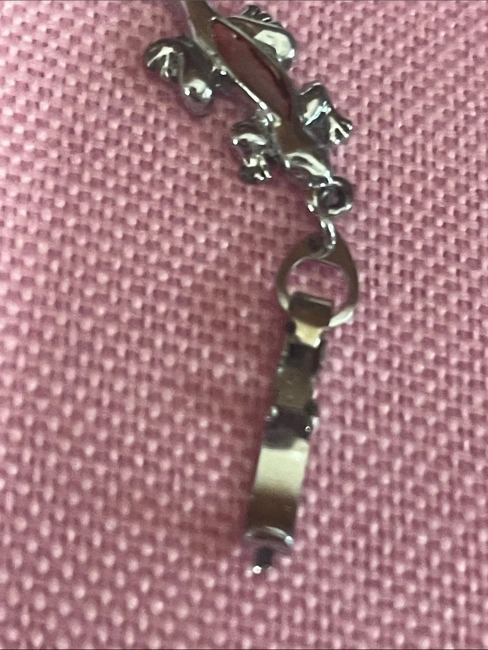 Silver alligator Bracelet with Crystal Accents